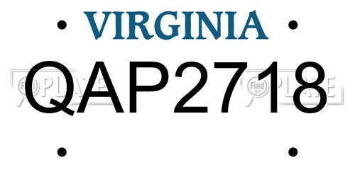 QAP2718 Virginia License Plate