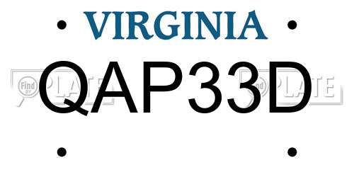QAP33D Virginia License Plate