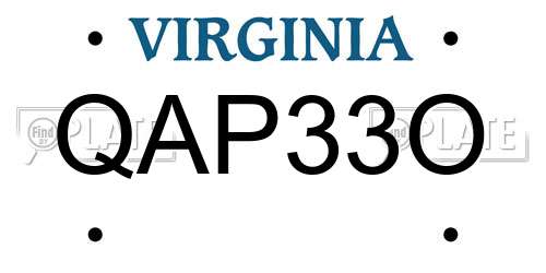 QAP33O Virginia License Plate