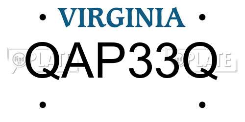 QAP33Q Virginia License Plate