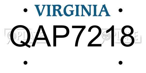 QAP7218 Virginia License Plate