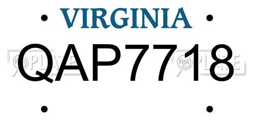 QAP7718 Virginia License Plate