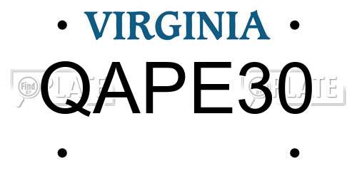 QAPE30 Virginia License Plate