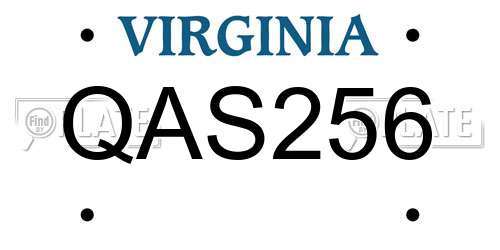 QAS256 Virginia License Plate