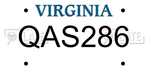 QAS286 Virginia License Plate