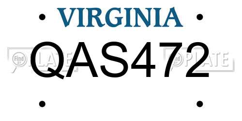 QAS472 Virginia License Plate