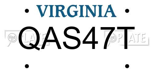 QAS47T Virginia License Plate