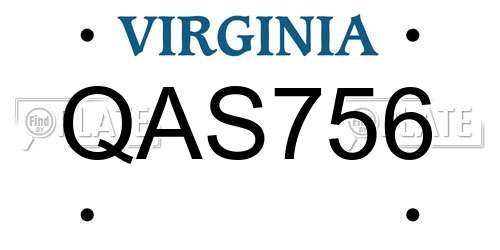 QAS756 Virginia License Plate