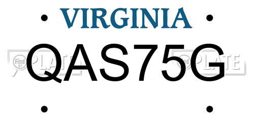 QAS75G Virginia License Plate