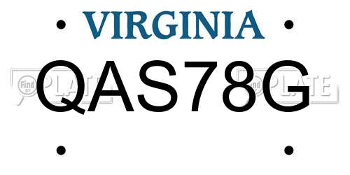 QAS78G Virginia License Plate