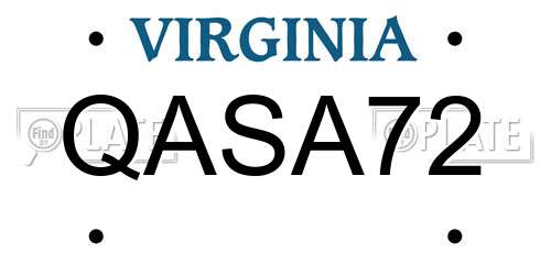 QASA72 Virginia License Plate