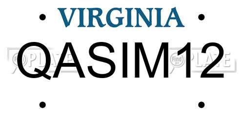 QASIM12 Virginia License Plate