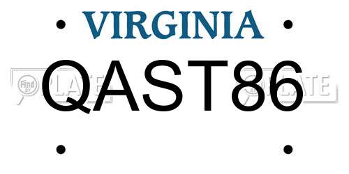 QAST86 Virginia License Plate