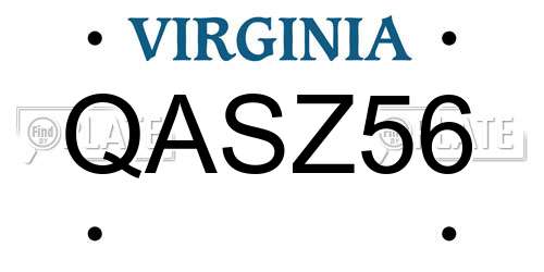QASZ56 Virginia License Plate