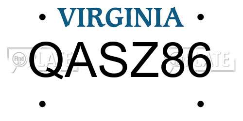 QASZ86 Virginia License Plate