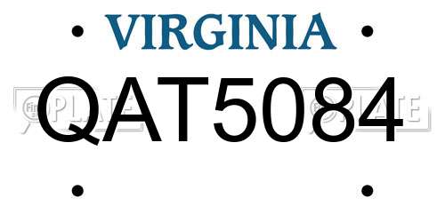 QAT5084 Virginia License Plate