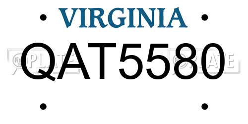 QAT5580 Virginia License Plate