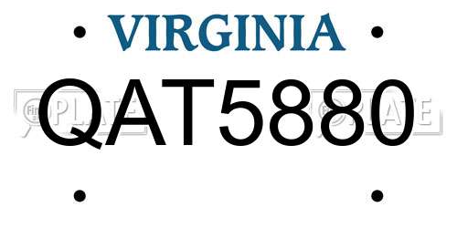 QAT5880 Virginia License Plate