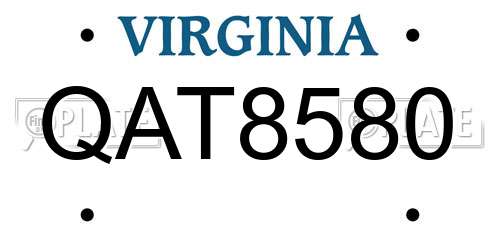 QAT8580 Virginia License Plate