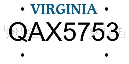 QAX5753 Virginia License Plate