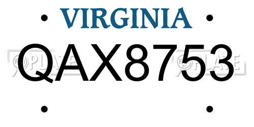 QAX8753 Virginia License Plate