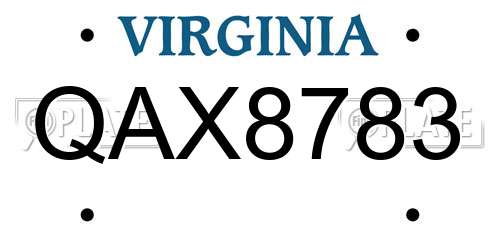 QAX8783 Virginia License Plate