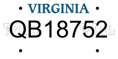 QB18752 Virginia License Plate
