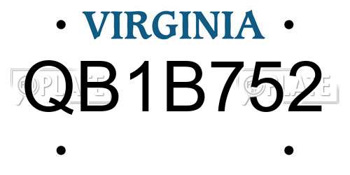 QB1B752 Virginia License Plate