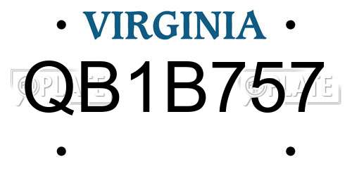 QB1B757 Virginia License Plate