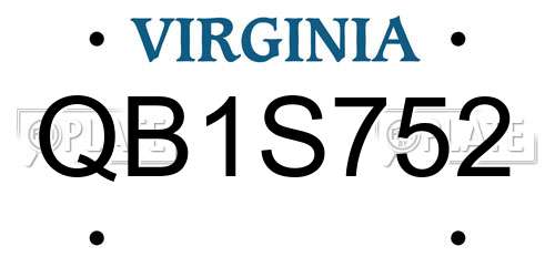 QB1S752 Virginia License Plate