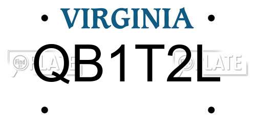QB1T2L Virginia License Plate