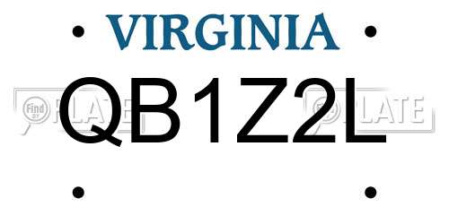 QB1Z2L Virginia License Plate