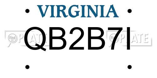 QB2B7I Virginia License Plate