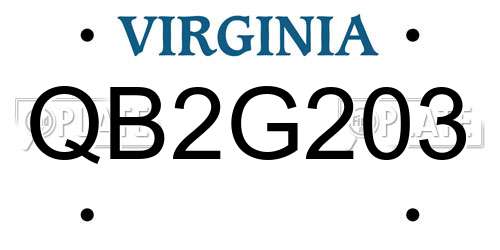 QB2G203 Virginia License Plate