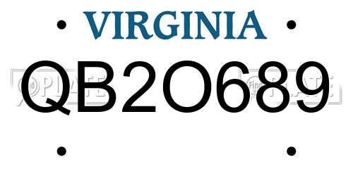 QB2O689 Virginia License Plate