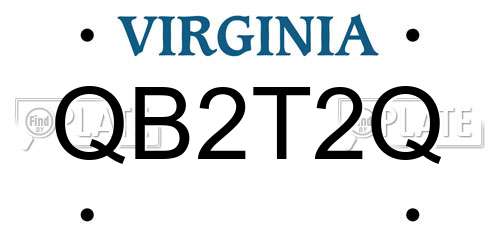 QB2T2Q Virginia License Plate