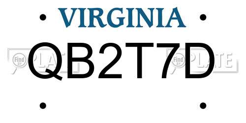 QB2T7D Virginia License Plate