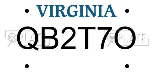 QB2T7O Virginia License Plate
