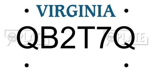 QB2T7Q Virginia License Plate