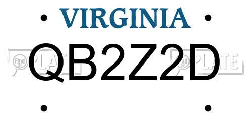 QB2Z2D Virginia License Plate