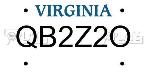 QB2Z2O Virginia License Plate