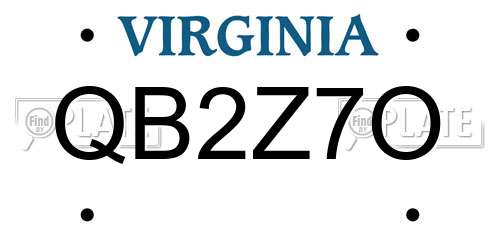 QB2Z7O Virginia License Plate