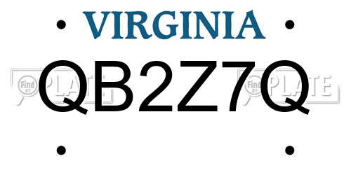 QB2Z7Q Virginia License Plate