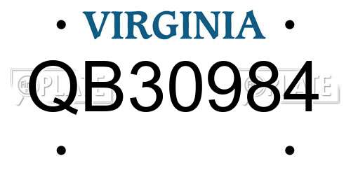 QB30984 Virginia License Plate