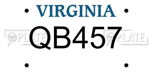 QB457 Virginia License Plate
