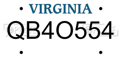 QB4O554 Virginia License Plate