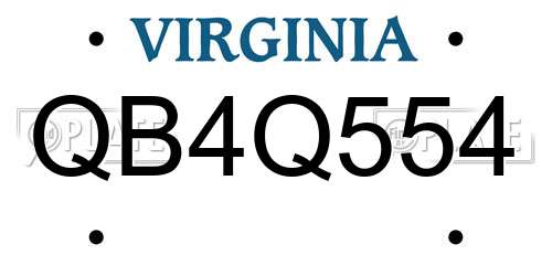 QB4Q554 Virginia License Plate