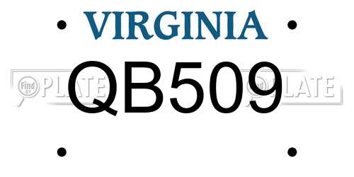 QB509 Virginia License Plate