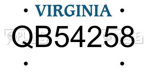 QB54258 Virginia License Plate