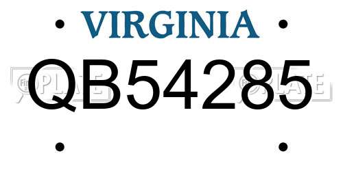 QB54285 Virginia License Plate